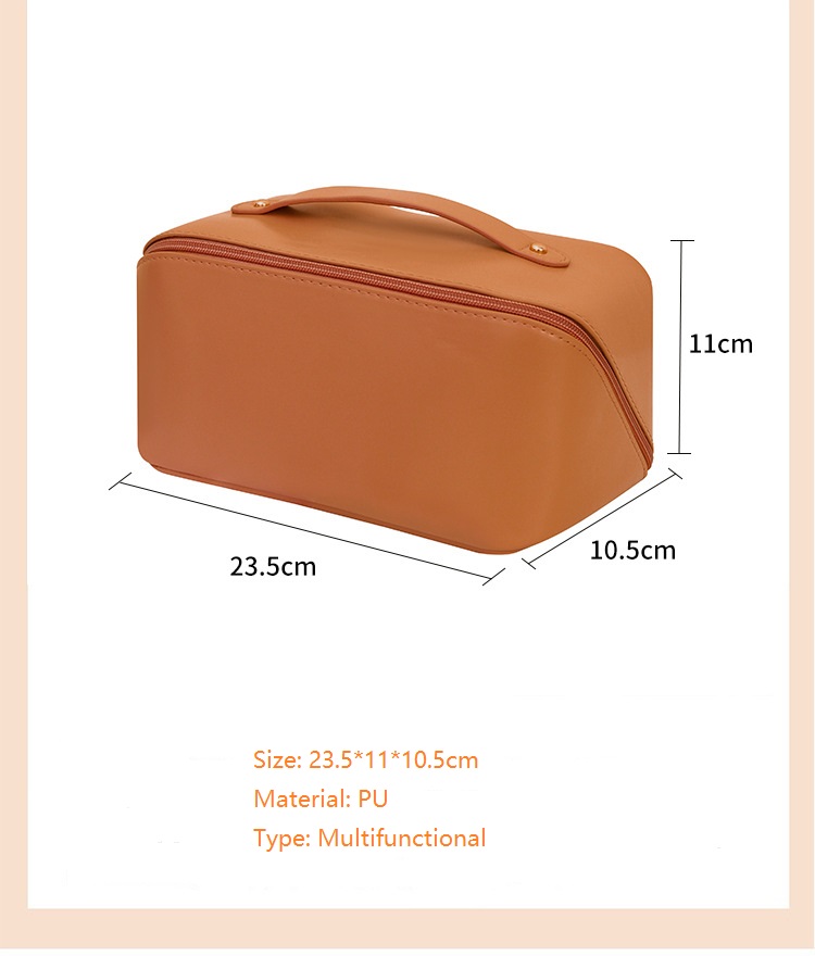 Pu Leather  Cosmetic Bag Travel Makeup Bag with Zipper Cosmetic Organizer for Women and Girls