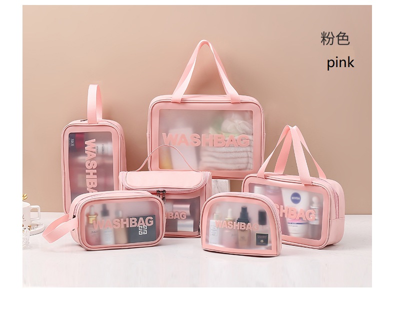 woman waterproof cosmetic bag pvc transparent makeup bag leather wash bag for travel