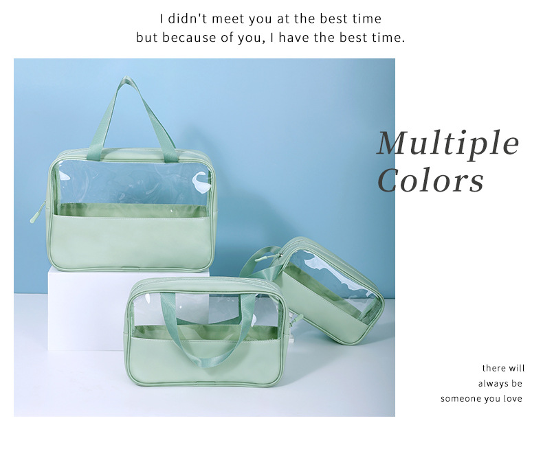 Logo Customize Size Travel Transparent Waterproof Pink PVC Zip Cosmetic Bag Pouch Portable Toiletry Storage Clear Makeup Bags