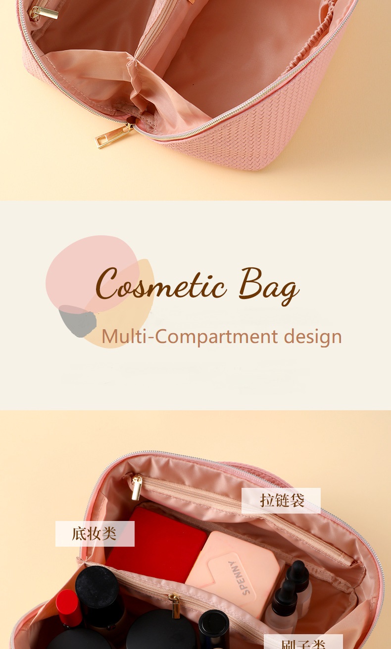 Custom Waterproof Large Capacity Portable Travel Pu Leather Women Luxury Toiletry Beauty Cosmetic Makeup Pouch Bag with Logo