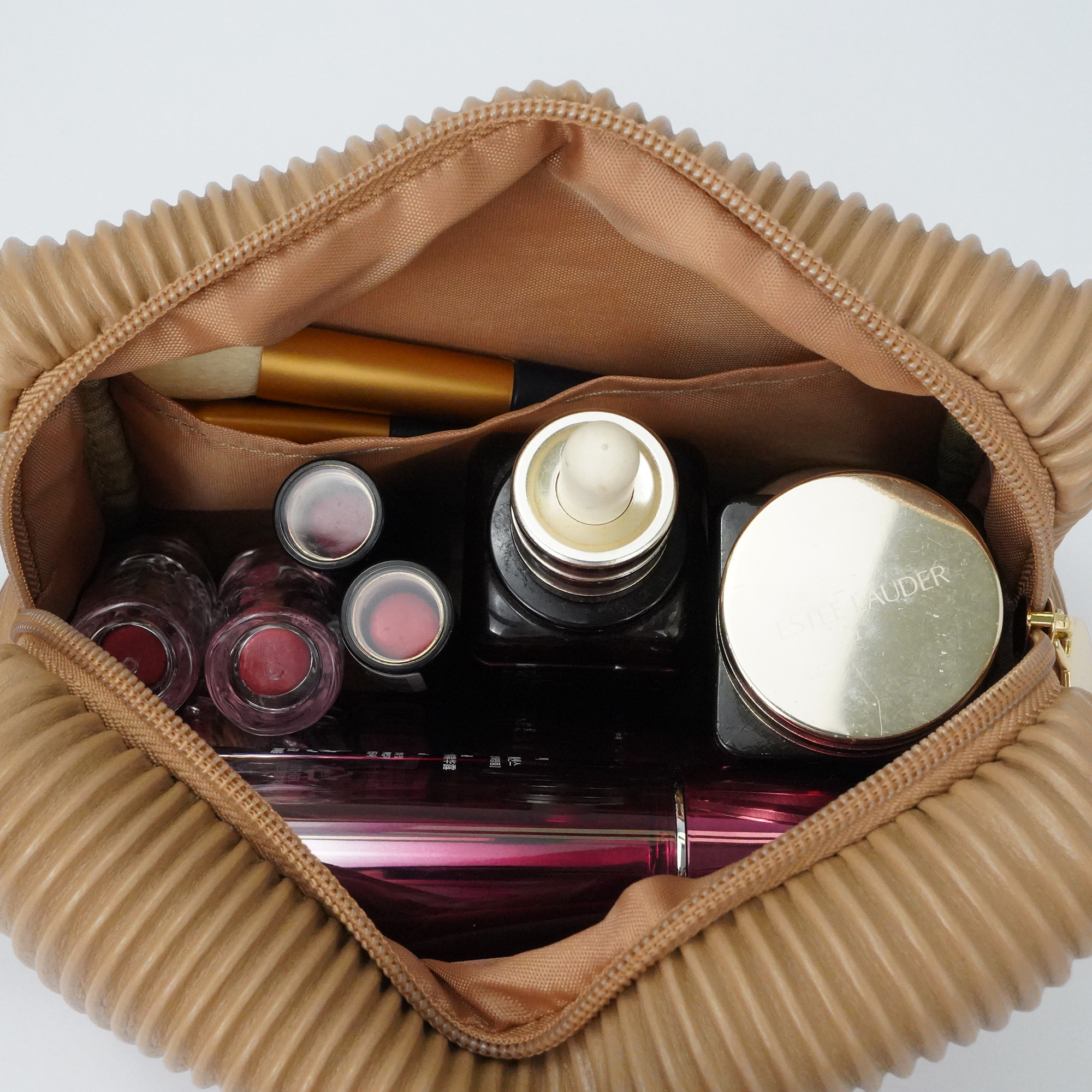 Pu Leather Quilted Cosmetic Bag Travel Makeup Bag with Zipper Cosmetic Organizer for Women and Girls